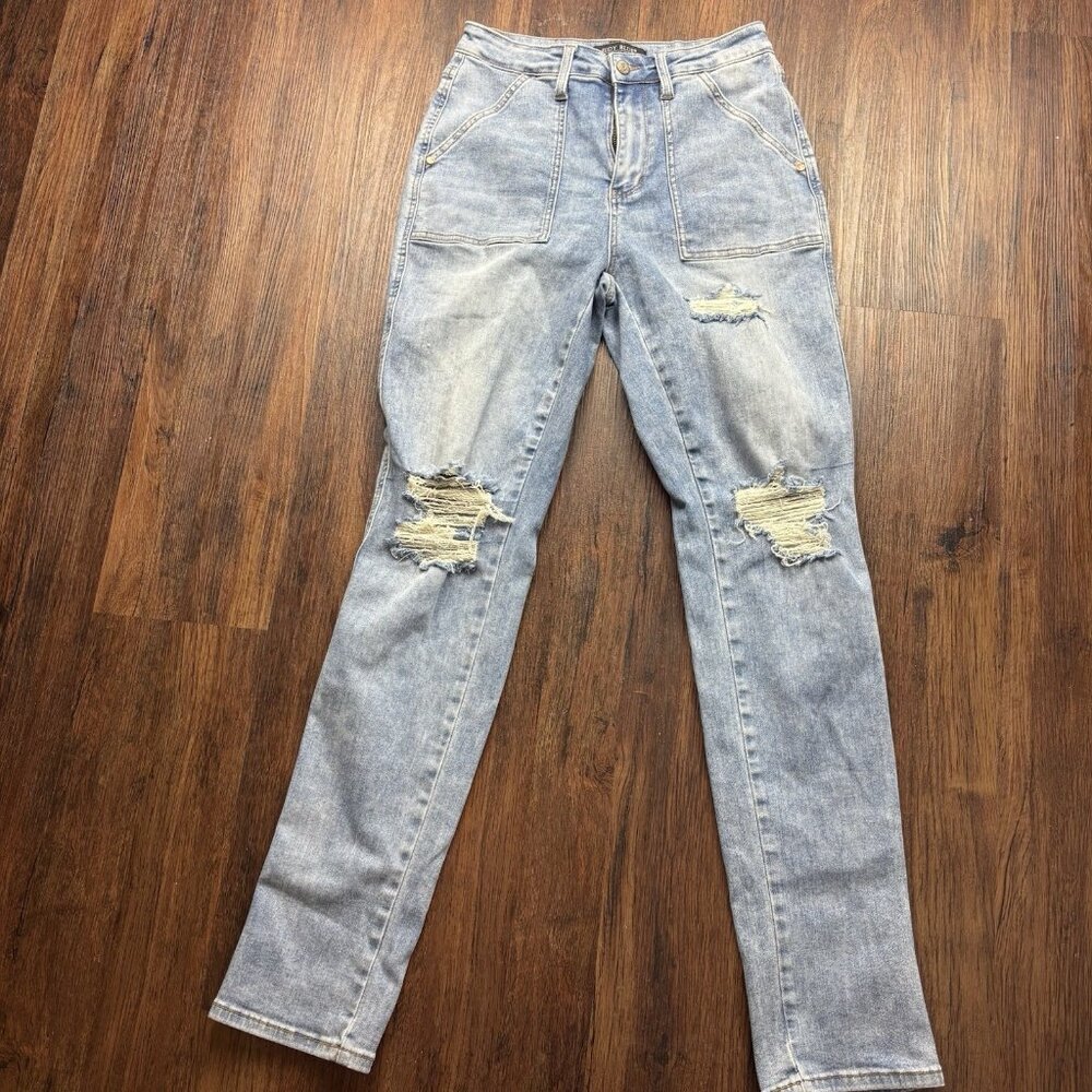 Judy Blue Patch Pocket Boyfriend Fit Jeans 88825 Light Wash Size 7/28